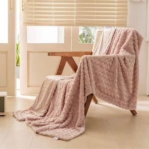 pink fluffy throw blanket
